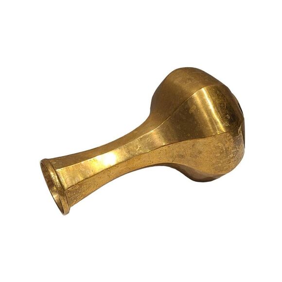 Solid Brass Vintage 8.25"x 4.5" Octagon Shape Bud Vase Boho Style Patina EUC - Picture 6 of 10